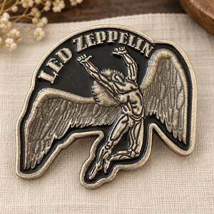 Led Zeppelin Swan Song Icarus Belt Buckle Silver Tone Black 2004 Myth Gem Bravad